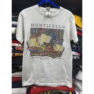 Vintage 1990s Thomas Jefferson Monticello T-Shirt "I Cannot Live Without Books"